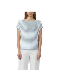 Kurzarmshirt s.Oliver, Damen, Gr. 40, powder blau stripe, Jersey, Obermaterial: 95% Viskose, 5% Elasthan, gestreift, normal h&uuml;ftbedeckend, Rundhals, abgesteppte Kante, Shirts, Sommershirt mit grafischem Muster