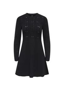 Strickkleid Only "ONLKATIA LIFE LS O-NECK CABL DRES EX KNT", Damen, Gr. L, N-Gr, schwarz, Strick, Obermaterial: 50% Viskose, 27% Nylon, 23% Polyester, unifarben, regular fit Midi, Rundhals, Kleider Strickkleid, Viskosemischung, regular fit, Rundhals