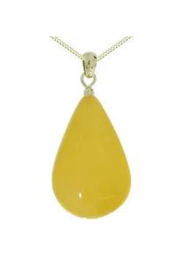 Kette mit Anh&auml;nger OSTSEE-SCHMUCK "- Tropfen ca. 30 mm lang - Silber 925/000, vergoldet - Bernstein" Gr. 42, gold (goldfarben, gelb), Schmuck_Sets, Damen, 42, Silber 925 (Sterlingsilber)