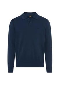 Polokragenpullover BOSS ORANGE "Asac", Herren, Gr. S, open blau464, Strick, Obermaterial: 85% Baumwolle, 15% Kapok, regular fit h&uuml;ftlang, V-Ausschnitt, B&uuml;ndchen, Pullover, mit Logo-Stickerei
