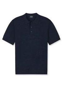 Poloshirt OLYMP "Strick Casual", Herren, Gr. M, marine, Feinstrick, Obermaterial: 84% Baumwolle, 16% Polyamid, meliert, regular fit h&uuml;ftbedeckend, hoch geschlossener Ausschnitt, Rippb&uuml;ndchen, Shirts, mit Knopfleiste, regular fit