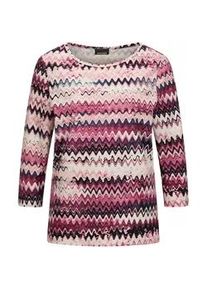 Print-Shirt GOLDNER "Halbarm-Viskosebluse, Zickzack-Design", Damen, Gr. 44, pink (beere, gemustert), Obermaterial: 95% Viskose CV. 5% Elasthan EL., Modisch, Shirts, Zickzack-Muster