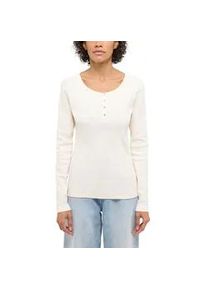 Langarmshirt Mustang "Damen Style Hope", Damen, Gr. S, sanftes wei&szlig;, Jersey, 100% Baumwolle, Rundhals, Shirts Langarmshirt