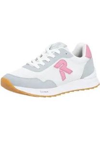 Sneaker Rieker SPORT, Damen, Gr. 37, wei&szlig;, grau, rosa, Lederimitat, Textil, Schuhe Sneaker, Schn&uuml;rschuh, Halbschuh, Freizeitsneaker mit leichter Laufsohle