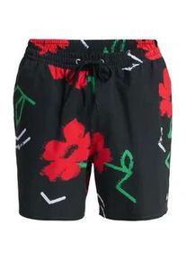 Boardshorts Quiksilver "Stretch Printed Volley 16", Herren, Gr. S, schwarz street floral, Obermaterial: 92% Microfaser, 8% Elasthan;, Hosen