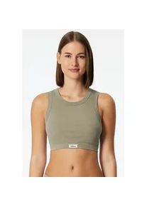 Bustier Schiesser "Revival Kollektion", Damen, Gr. 40, N-Gr, 713, gr&uuml;n, Feinripp, Obermaterial: 95% Baumwolle, 5% Elasthan, BHs Bustier, Breite Abschl&uuml;sse an Dekollet&eacute; und Armausschnitt