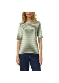 T-Shirt s.Oliver, Damen, Gr. 38, khaki stripe, Jersey, Obermaterial: 100% Baumwolle, gestreift, slim fit normal, U-Boot-Ausschnitt, gerader Abschluss, Shirts T-Shirt, mit Flammgarnstruktur