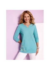 Longshirt Classic Basics "Longshirt", Damen, Gr. 52, ozean, 100% Baumwolle, unifarben, Rundhals, Shirts Longshirt