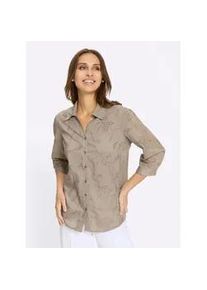 Hemdbluse Lady, Damen, Gr. 36, sesam, 100% Baumwolle, unifarben, Blusen Hemdbluse