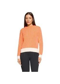 BETTY & CO Strickpullover BETTY & CO "Damen mit Strickdetails", Damen, Gr. 42, cream, orange, Strick, Obermaterial: 100% Polyester, gerade normal, Pullover Strickpullover