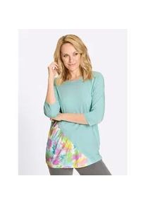 Longshirt Classic Basics "Longshirt", Damen, Gr. 56, mint, orchidee, 100% Baumwolle, gemustert, mehrfarbig, Rundhals, Shirts Longshirt