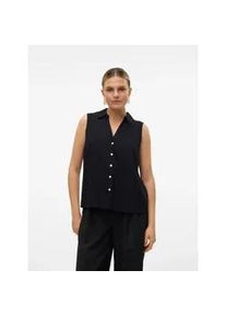 V&eacute;ro Moda Blusentop VERO MODA "VMMYMILO SL V-NECK SHIRT WVN GA", Damen, Gr. M, schwarz, Web, Obermaterial: 55% Viskose, 45% Leinen, unifarben, regular fit normal, V-Ausschnitt, Blusen Blusentop, mit Leinen