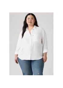 Levi's Hemdbluse LEVI'S PLUS "PLUS DARLENE SHIRT", Damen, Gr. XXL (50/52), hellwei&szlig;, Web, Obermaterial: 100% Viskose, unifarben, l&auml;ssig geschnitten h&uuml;ftbedeckend, Rundhals, 1-Knopf-Manschette, Blusen Hemdbluse, aus flie&szlig;ender Viskose