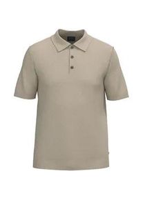 Poloshirt OLYMP "Strick Casual", Herren, Gr. XXL, natur, Feinstrick, Obermaterial: 84% Baumwolle, 16% Polyamid, meliert, regular fit h&uuml;ftbedeckend, hoch geschlossener Ausschnitt, Rippb&uuml;ndchen, Shirts, mit Knopfleiste, regular fit