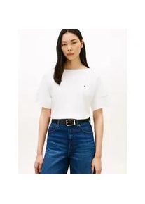 Kurzarmshirt Tommy Hilfiger "MDRN CODY SS SLV C-NK TEE", Damen, Gr. M (40), ecru, Single Jersey, Obermaterial: 100% Baumwolle, unifarben, gerade, Rundhals, Shirts, mit dezenter Logo-Stickerei