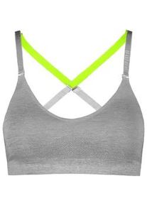Bustier Puma "Puma WOMEN 3D KNIT SPORT TRIANGLE TOP", Damen, Gr. L, N-Gr, grau melange, Single Jersey, Obermaterial: 65% Polyamid, 24% Polyester, 11% Elasthan, BHs Bustier, wendbare und verstellbare Tr&auml;ger f&uuml;r einen personalisierten Look