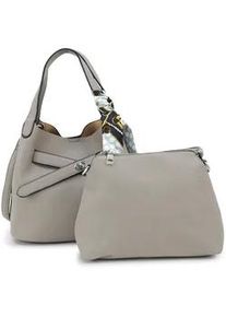 Schultertasche Harpa "MALU", Damen, Gr. B/H/T: 15cm x 22cm x 24,5cm, grau, Polyurethan (PU), unifarben, Taschen Schultertasche, mit dekorativem Schal