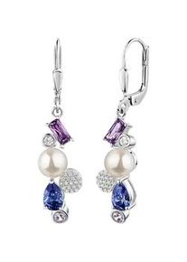 Paar Ohrh&auml;nger Firetti "Schmuck Geschenk Silber 925 Ohrringe Baguette Kreis Tropfen", silberfarben, lavendel, tanzanite, lila, kristallwei&szlig;, wei&szlig;, lavendel, tanzanite, lila, kristallwei&szlig;, Ohrringe, Damen, 5,5mm, Perlen Silber 925 (Sterlingsilber), Perlen, Silber 925 (Sterlingsilber), mit Zirkonia (synth.) - mit S&uuml;&szlig;wasserzuchtperle