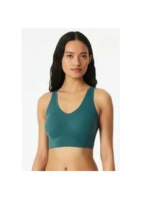 Bustier Schiesser "Invisible Soft Lace", Damen, Gr. 42, N-Gr, 700, gr&uuml;n, Single Jersey, Obermaterial: 75% Polyamid, 25% Elasthan, BHs Bustier, herausnehmbare Pads, Spitzeneinsatz, V-Ausschnitt