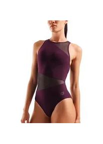 Badeanzug arena "WOMEN'S arena MESH ANGLE SWIMSUIT VENT BACK B", Damen, Gr. 38, N-Gr, bordeaux, Obermaterial: 75% Polyamid, 25% Elasthan, Badeanz&uuml;ge Badeanzug, Mit transparenten Eins&auml;tzen