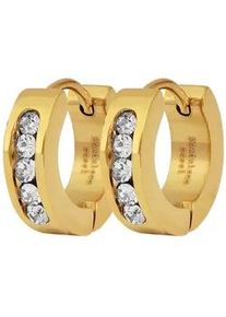 Adelia&acute;s Klappcreolen ADELIA ́S "Damen Ohrringe &ndash; Klappcreole aus Edelstahl mit Strass Steinchen", Damen, Gr. Damen, Edelstahl, gold, Ohrringe Klappcreolen, Sch&ouml;ne Geschenkidee zum Weihnachten