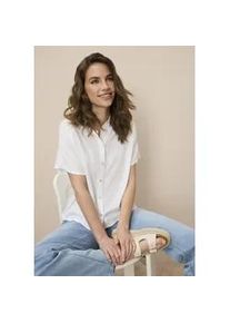 Kurzarmbluse Tamaris, Damen, Gr. 38, wei&szlig;, Web, Obermaterial: 100% Viskose, unifarben, oversize kurz, angeschnitten, Blusen, mit l&auml;ssigem Schnitt und klassischem Kragen