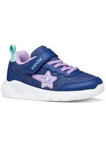 Sneaker Geox "J SPRINTYE GIRL", Damen, Gr. 25, blau, lila, Lederimitat, Textil, Glitzer, Schuhe Sneaker, Slipper mit sch&ouml;nen Glitzerdetails, Gr&ouml;&szlig;enschablone zum Download