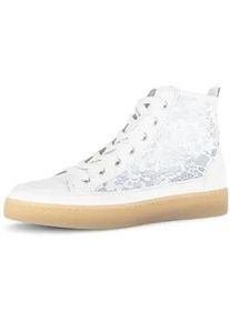 Plateausneaker Gabor, Damen, Gr. 37, wei&szlig;, Nappaleder, Textil, Schuhe Plateausneaker, Schn&uuml;rschuh, Freizeitschuh, High-Top-Sneaker mit Best Fitting