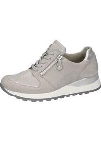 Waldl&auml;ufer Keilsneaker WALDL&Auml;UFER "HIROKO-SOFT", Damen, Gr. 9,5 (44), hellgrau, silberfarben, Nappaleder, Nubukleder, Textil, Veloursleder, Schuhe Sneaker, Orthotritt Ausstattung, H-Weite, Freizeitschuh, Halbschuh, Schn&uuml;rschuh