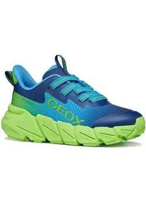 Sneaker Geox "J FLEXYPER FAST BOY", Damen, Gr. 39, hellblau, lime, Lederimitat, Textil, Mesh, kontrastfarbene Details, Schuhe Sneaker, Slipper mit auff&auml;lliger Laufsohle, Gr&ouml;&szlig;enschablone zum Download