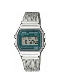 Chronograph CASIO VINTAGE, silberfarben, petrol, Armbanduhren, Damen, Chronograph, Quarzuhr, Armbanduhr, Damenuhr, Herrenuhr, Edelstahlarmband, digital