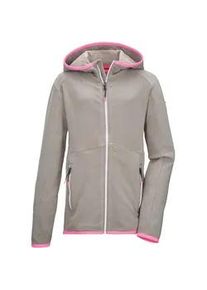 Strickjacke Killtec "KOS 152 GRLS FLX JCKT", Kinder, Gr. 176, grau, Obermaterial: 90% Polyester, 10% Elasthan, Strickjacken Strickjacke, Elastische Kinderjacke mit Kapuze und Kinnschutz im Melange-Look