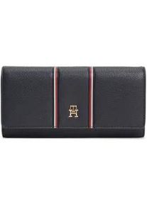 Geldb&ouml;rse Tommy Hilfiger "TH ICON LRG FLAP WALLET CORP", Damen, dunkelblau, Lederimitat, unifarben, Basic, Kleinlederwaren, Unisex Geldbeutel, Portemonnaie mit TH-Schmucklogo
