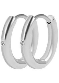 Adelia&acute;s Klappcreolen ADELIA ́S "Damen Ohrringe &ndash; Klappcreole aus Edelstahl mit Strass Steinchen", Damen, Gr. Damen, Edelstahl, silber, Ohrringe Klappcreolen, Sch&ouml;ne Geschenkidee zum Geburtstag