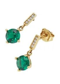 Paar Ohrstecker Firetti "Schmuck Geschenk Silber 925 Ohrschmuck Ohrringe", gelbgoldfarben, kristallwei&szlig;, gr&uuml;n, kristallwei&szlig;, gr&uuml;n, Ohrringe, Damen, Silber 925 (Sterlingsilber), mit Zirkonia (synth.), Zirkonia (synth.)