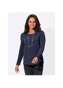 Rundhalsshirt Casual Looks "Shirt", Damen, Gr. 46, blau (marine), 85% Polyester, 10% Viskose, 5% Elasthan, unifarben, Rundhals, Shirts Rundhalsshirt