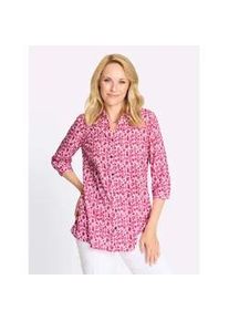Longbluse Classic Basics, Damen, Gr. 52, hellros&eacute;, magenta, bedruckt, 100% Polyester, gemustert, mehrfarbig, Blusen Longbluse