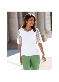 Rundhalsshirt Lady "Spitzen-Shirt", Damen, Gr. 46, wei&szlig;, 95% Viskose, 5% Elasthan, unifarben, Rundhals, Shirts Rundhalsshirt