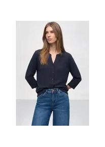 3/4-Arm-Shirt Street One, Damen, Gr. 36, shadowed navy, Stoff, 95% Viskose, 5% Elasthan, unifarben, normal normal, Rundhals, abgesteppt, Shirts 3/4-Arm-Shirt, mit Strukturmix