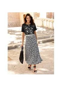 WITT Kurzarmshirt "Kurzarm-Shirt", Damen, Gr. 50, schwarz, ecru, 50% Baumwolle, 50% Modal, gebl&uuml;mt, gemustert, Rundhals, Shirts