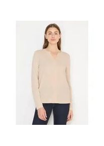 Langarmshirt Cecil, Damen, Gr. XXL (46), pearl beige, Web, 48% Baumwolle, 48% Modal, 4% Elasthan, unifarben, comfort fit normal, Rundhals, abgesteppt, Shirts Langarmshirt, aus Baumwolle mit Stretchante