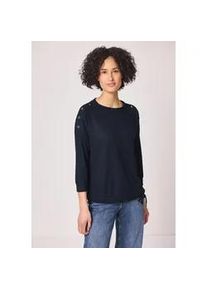 3/4-Arm-Shirt Street One, Damen, Gr. 34, shadowed navy, Stoff, 50% Viskose, 47% Polyester, 3% Elasthan, unifarben, comfort fit normal, U-Boot-Ausschnitt, B&uuml;ndchen, Shirts 3/4-Arm-Shirt, mit U-Boot-Ausschnitt