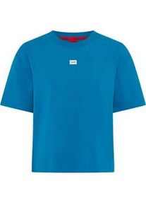 T-Shirt HUGO UNDERWEAR "Signature", Damen, Gr. L, bright blau 430, Jersey, Obermaterial: 48% Baumwolle, 48% Modal, 4% Elasthan, Rundhals, Shirts T-Shirt, normale Passofrm, Rundhals