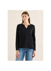 Langarmshirt Cecil, Damen, Gr. S (38), schwarz, Web, 48% Baumwolle, 48% Modal, 4% Elasthan, unifarben, comfort fit normal, Rundhals, abgesteppt, Shirts Langarmshirt, aus Baumwolle mit Stretchante