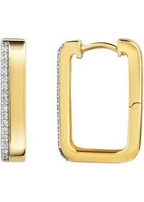 Paar Creolen Firetti "Schmuck Geschenk Silber 925 Ohrschmuck Ohrringe", gelbgoldfarben, silberfarben, kristallwei&szlig;, kristallwei&szlig;, Ohrringe, Damen, Silber 925 (Sterlingsilber), mit Zirkonia (synth.)