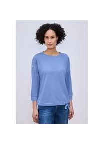 3/4-Arm-Shirt Street One, Damen, Gr. 38, bonnet blau, Stoff, 50% Viskose, 47% Polyester, 3% Elasthan, unifarben, comfort fit normal, U-Boot-Ausschnitt, B&uuml;ndchen, Shirts 3/4-Arm-Shirt, mit U-Boot-Ausschnitt