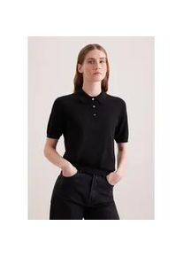 Strickpullover Seidensticker, Damen, Gr. XS, schwarz, 90% Wolle, 10% Seide, regular fit, Pullover Strickpullover, Polo