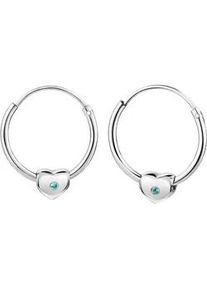 Paar Creolen Firetti "Schmuck Geschenk Silber 925 Ohrschmuck Ohrringe Herz", silberfarben, blau, blau, Ohrringe, Damen, 13mm, Silber 925 (Sterlingsilber), mit Zirkonia (synth.) - Einh&auml;nger abnehmbar