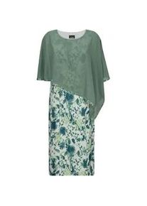 Abendkleid GOLDNER "Kurzgr&ouml;&szlig;e Cocktailkleid mit Chiffon&uuml;berwurf", Damen, Gr. 19, K-Gr, wei&szlig; (salbei, wei&szlig;, gebl&uuml;mt), Obermaterial: 92% Polyester PES. 8% Elasthan EL., Kleider Abendkleid, Paillettenzierband am Armabschluss