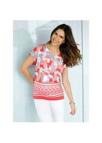 Kurzarmshirt Classic Basics "Kurzarm-Shirt", Damen, Gr. 42, koralle, flamingo, bedruckt, 100% Baumwolle, bedruckt, gemustert, mehrfarbig, Shirts